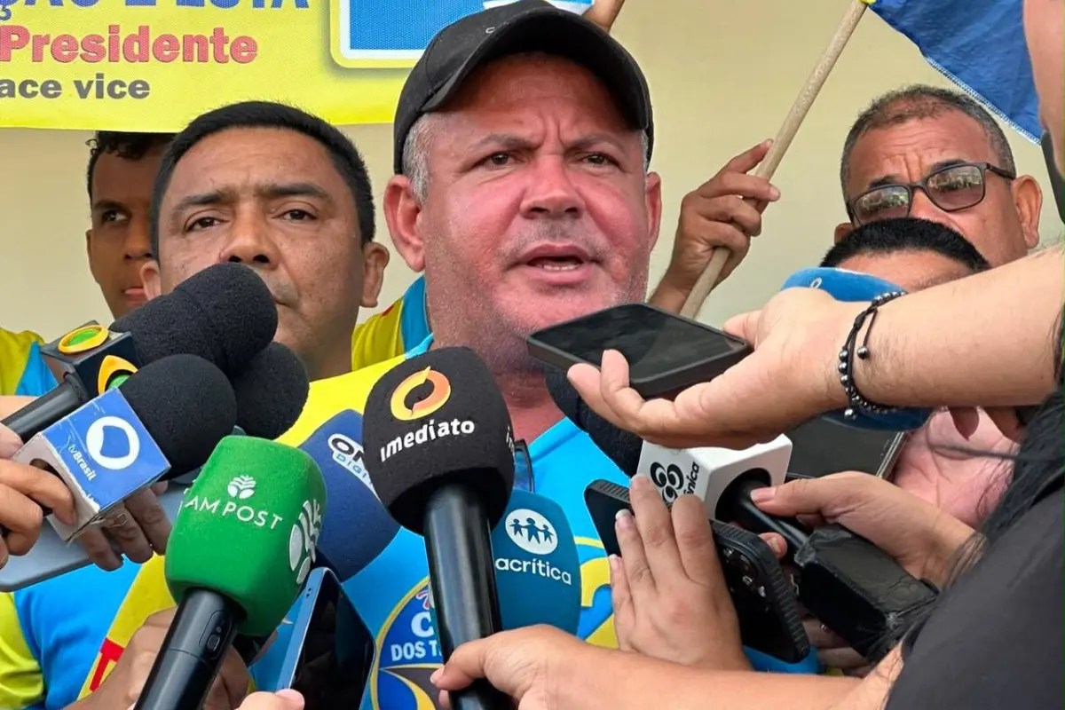 Givancir Oliveira em mobilização com a categoria dos rodoviários